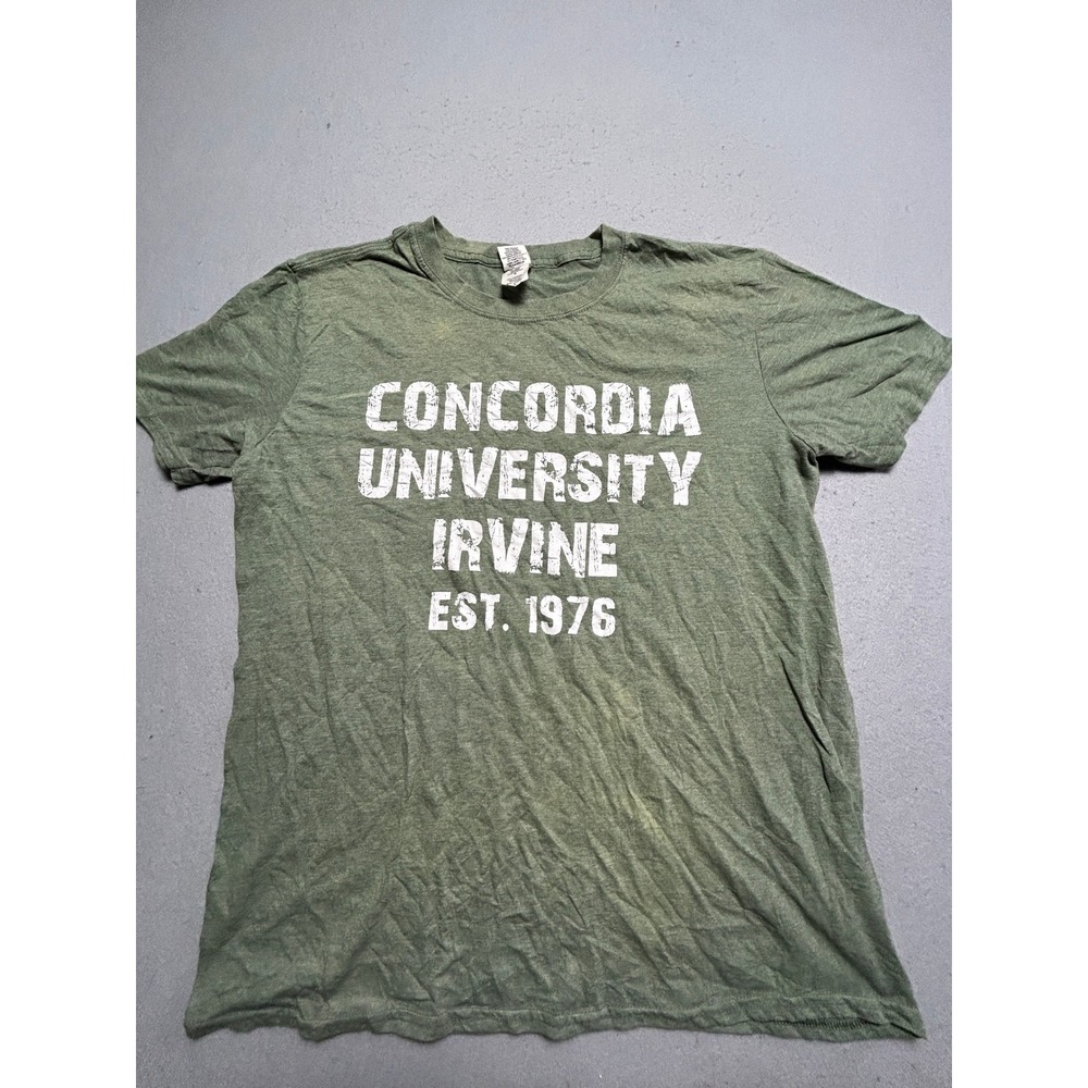 Gildan T-Shirt Cotton Blend Green Concordia University Irvine S Mens
